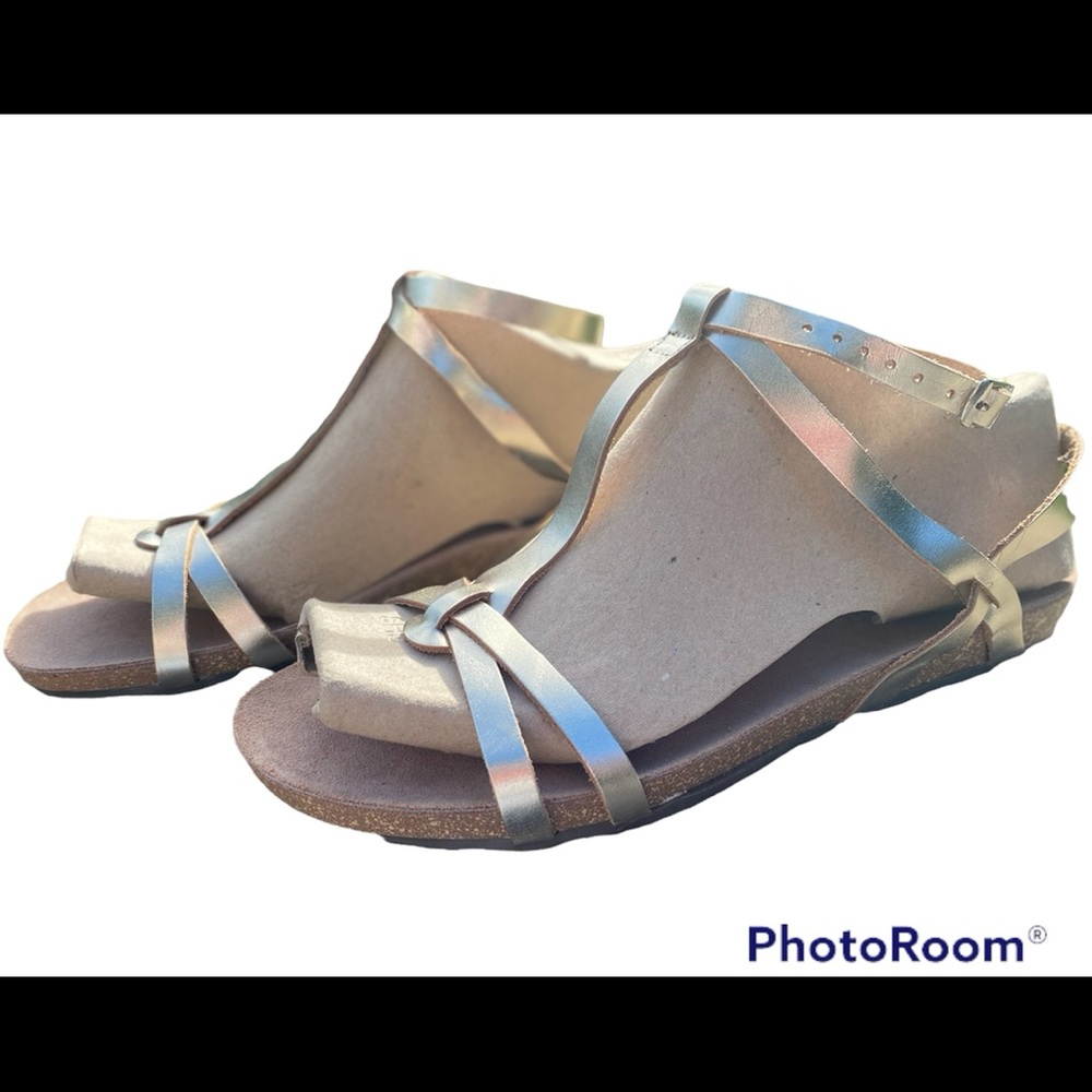Greek Gold Leather Strappy Sandals